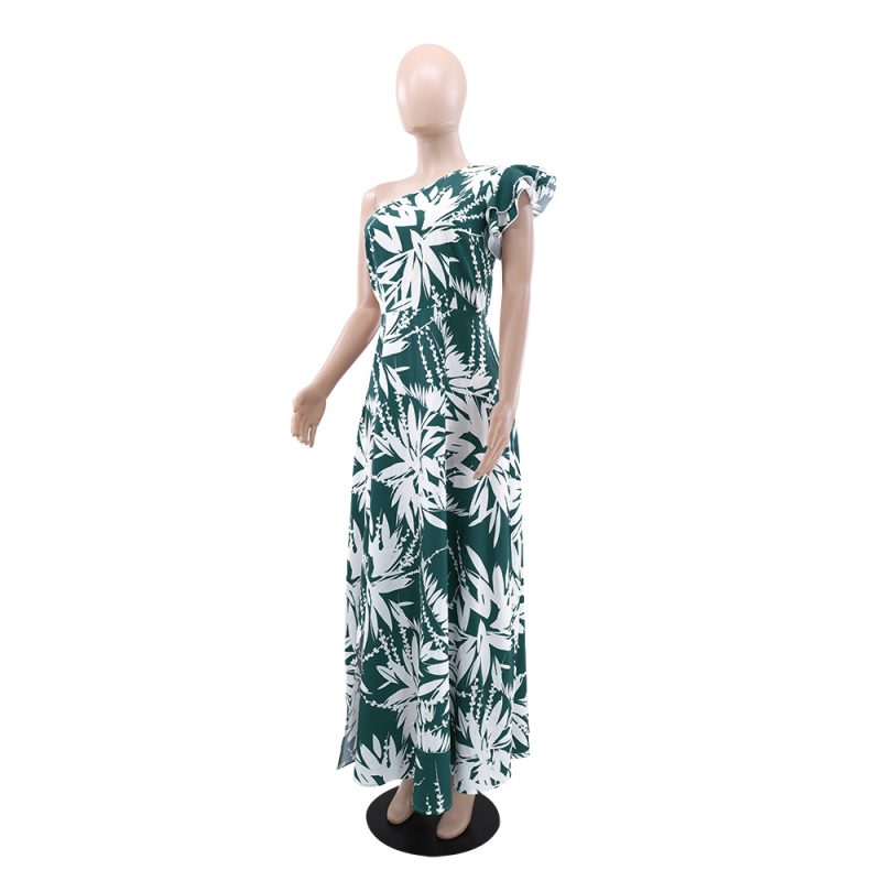 Ruffled One-Sleeve High Slit Maxi Dress Women - Image 3