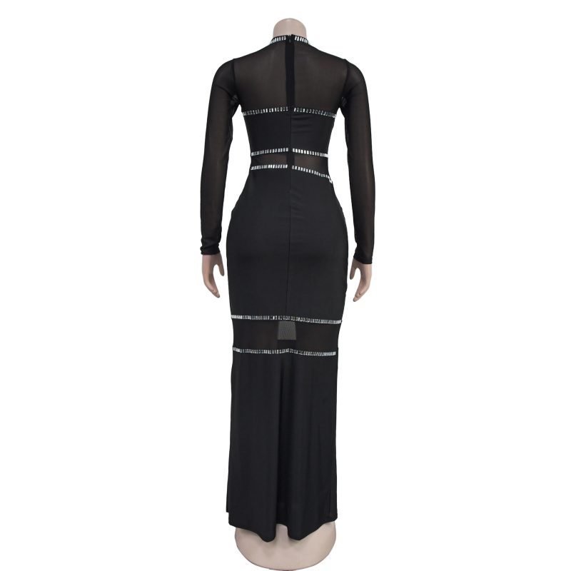 Women’s Mesh Maxi Dress with Sparkling Details - Image 3