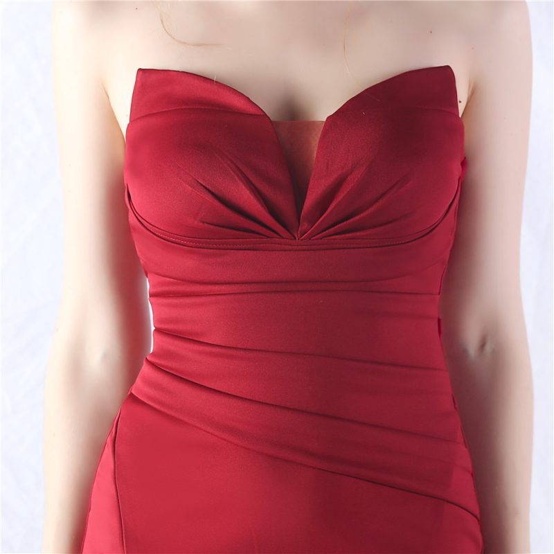 Elegant Off Shoulder Satin Tube Evening Dress - Image 2