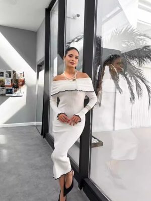 Autumn Winter Off-Shoulder Long Sleeve Slim Dress