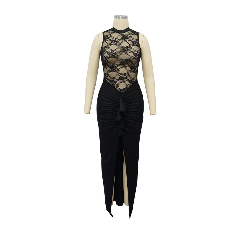 Elegant Lace See Through Fishtail Women’s Dress - Image 3