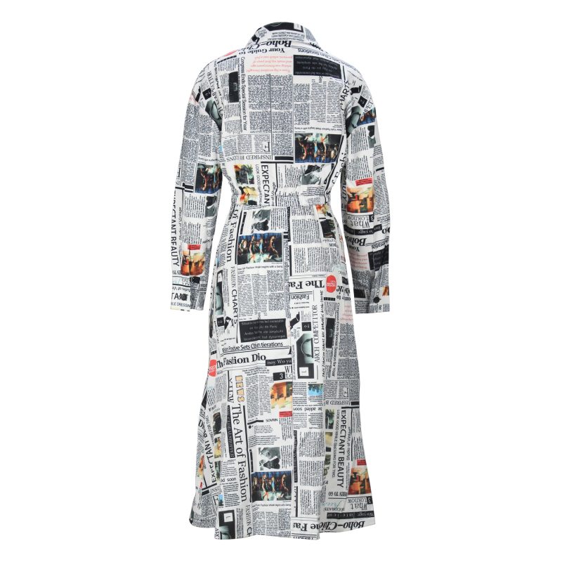 Women’s Printed Long Shirt Dress with Split - Image 4