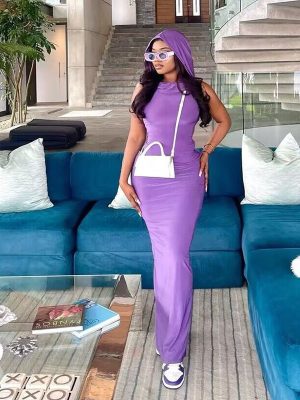 Summer Solid Hooded Sleeveless Women Dress