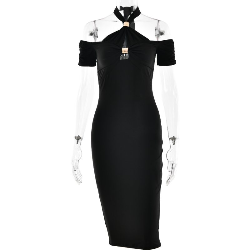 Summer Elegant Halter Backless Sleeveless Sheath Dress - Image 4