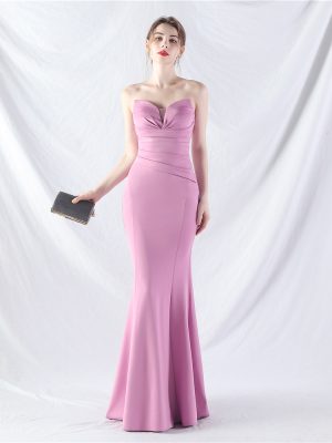 Elegant Off Shoulder Satin Tube Evening Dress