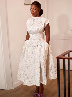 Elegant Spring Summer Waist Controlled Printed Midi Dress