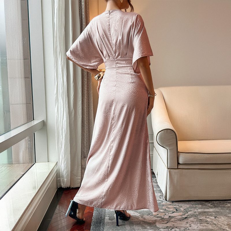 Spring Summer Retro Split Short Sleeve Dress - Image 4
