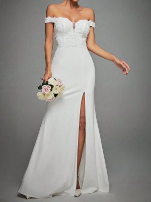 Elegant Spring Off Shoulder High Slit Party Dress