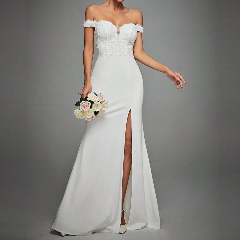 Elegant Spring Off Shoulder High Slit Party Dress