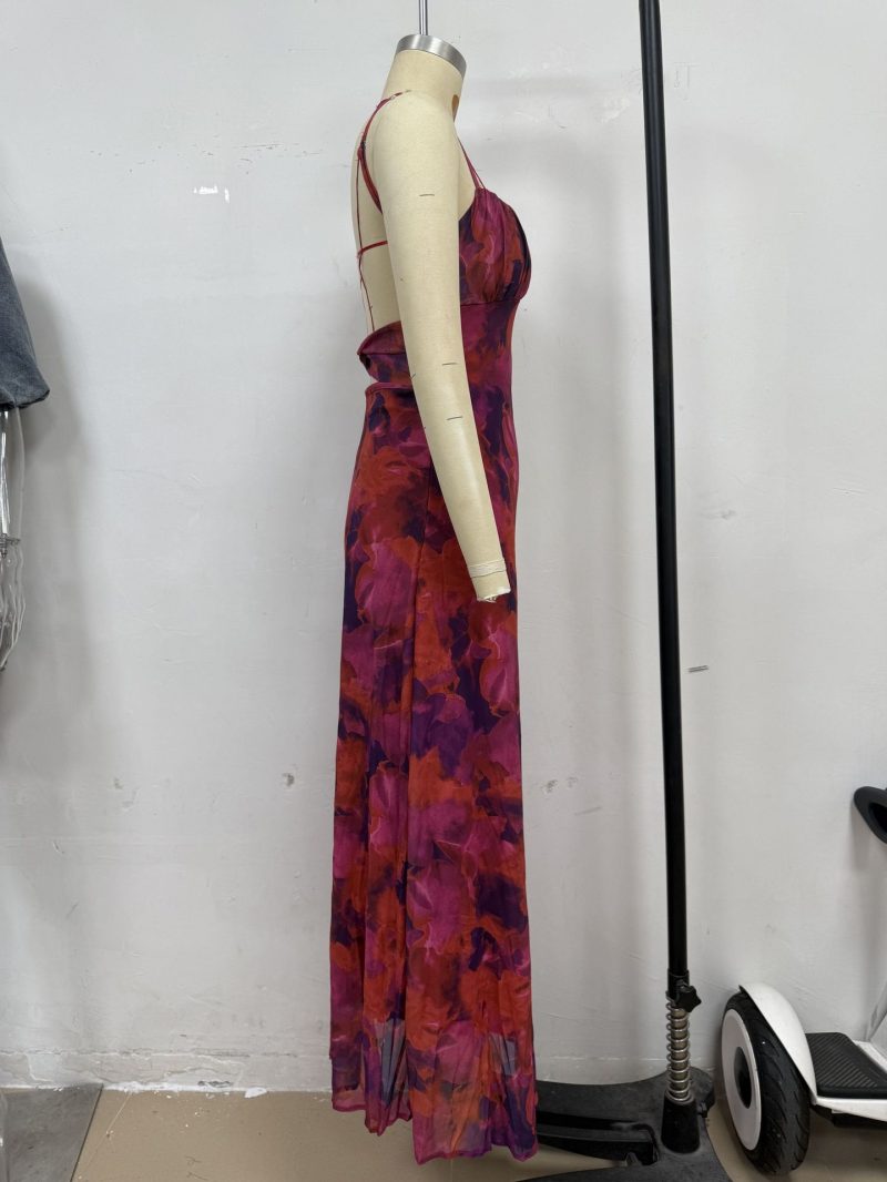 Women’s Summer Tie Dye Backless Hollow Dress - Image 4