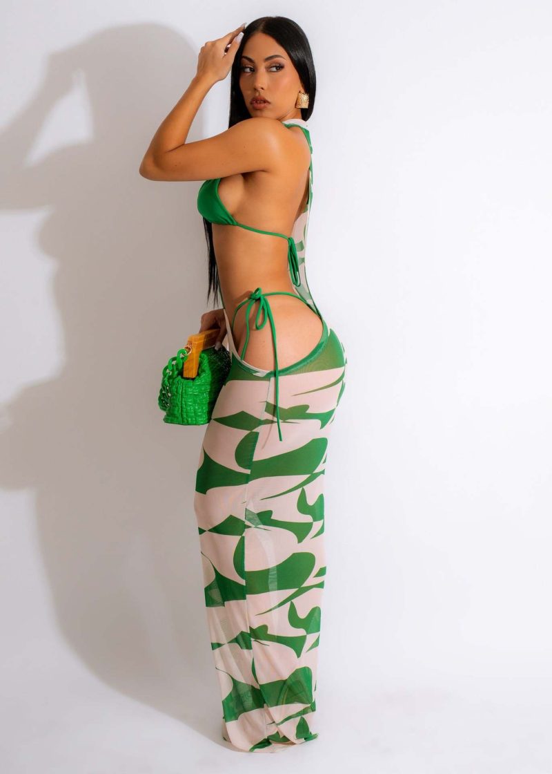Nightclub Mesh Floral Print Super Stretch Dress - Image 4