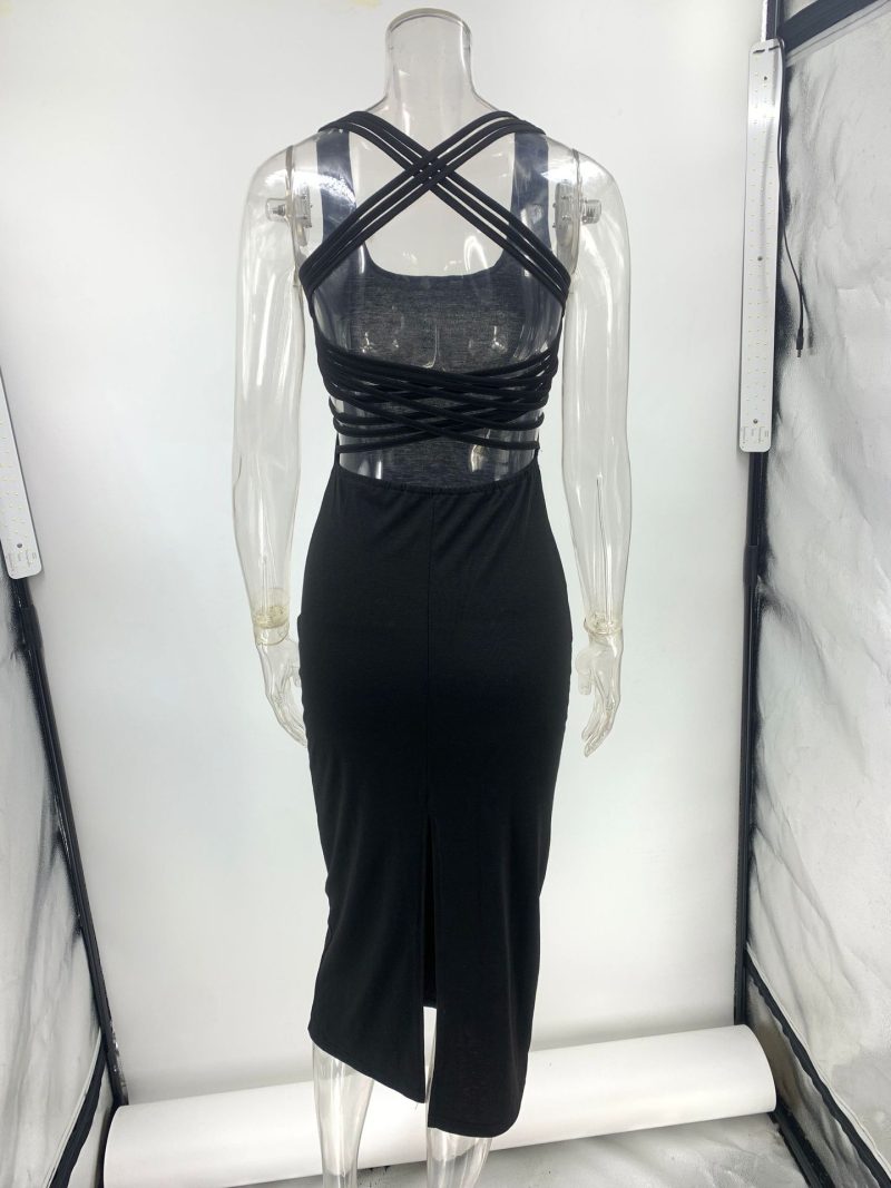 Autumn Backless Slit Slim Fit Women’s Dress - Image 4