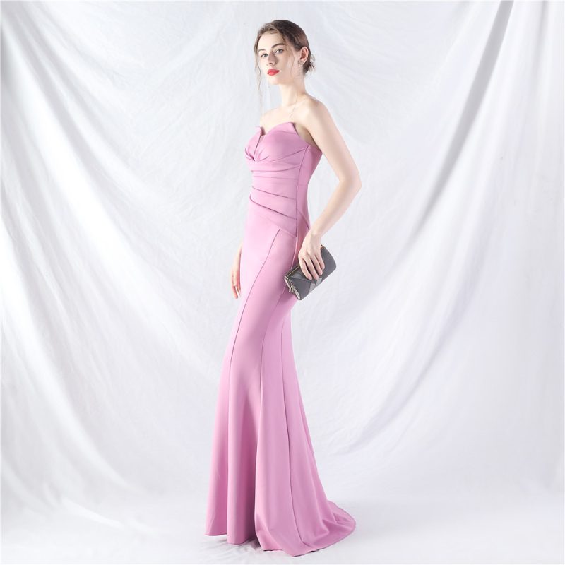 Elegant Off Shoulder Satin Tube Evening Dress - Image 4