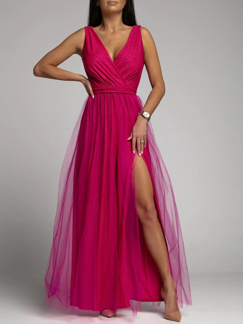 V-Neck Slimming Split Waist Maxi Dress - Image 2