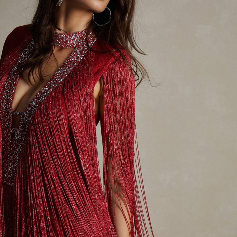 Red Tassel Slim Fit Party Dress - Image 3