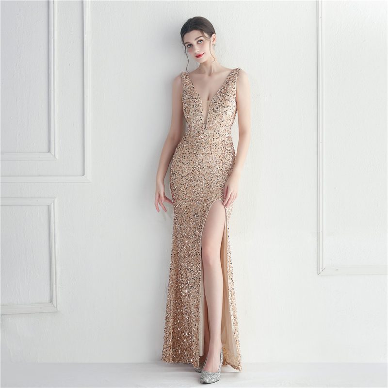 Women’s Colorful Sequin Maxi Evening Party Dress - Image 2