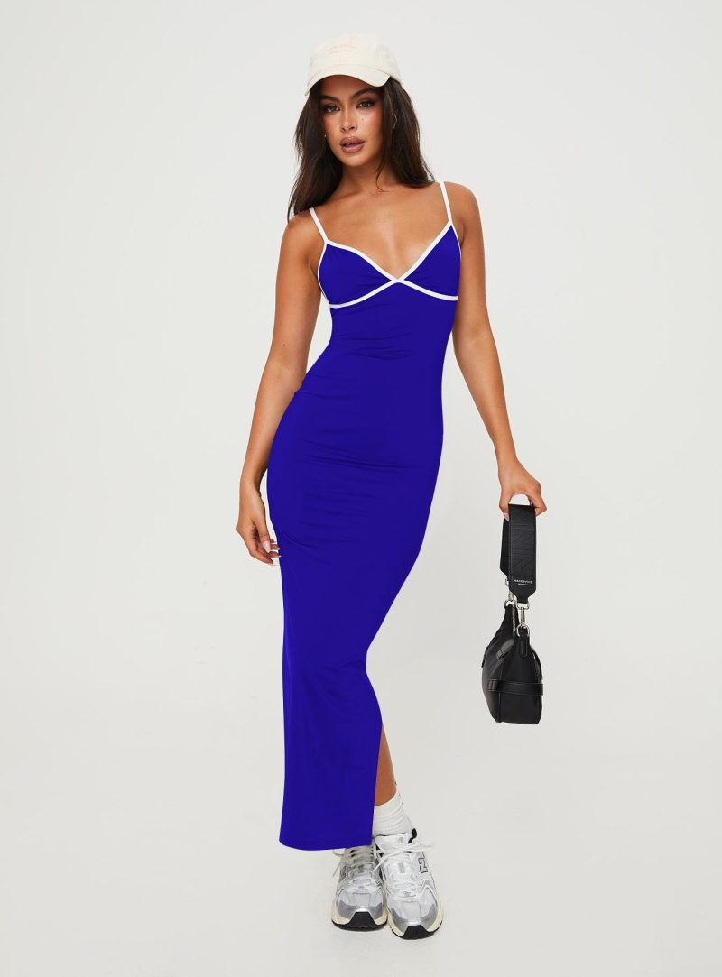 Women’s Strappy Split Solid Color Maxi Dress - Image 4