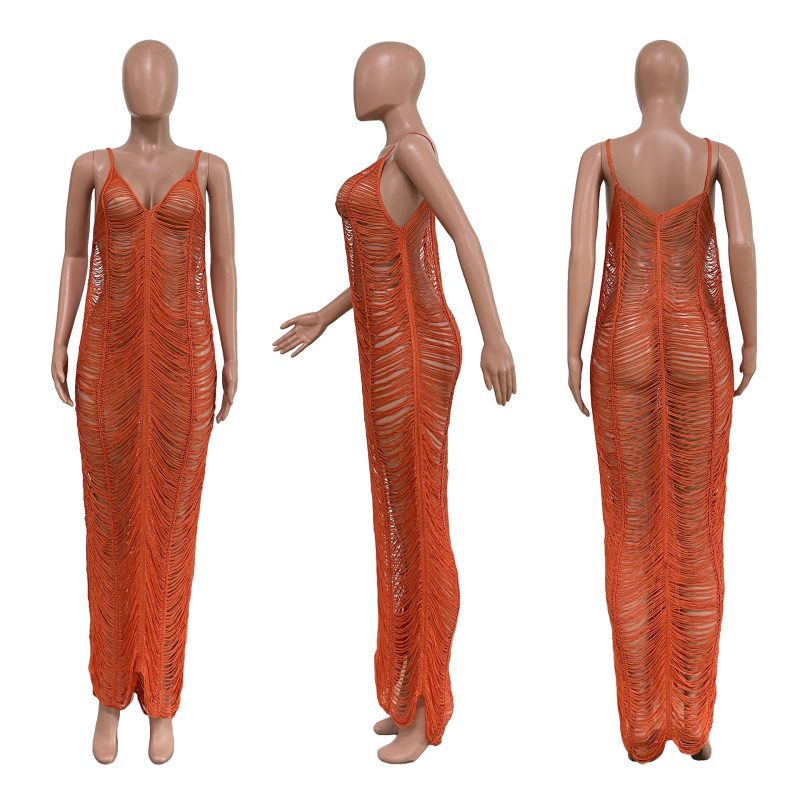 Women’s Knitted Sleeveless V-Neck Cutout Dress - Image 2
