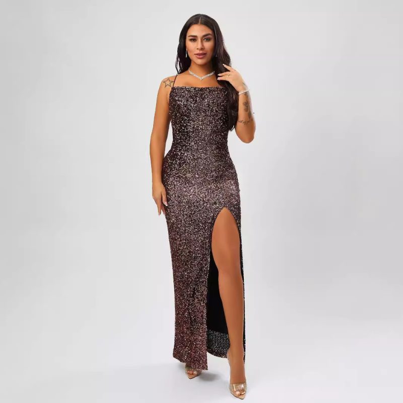 Women’s Sequin Formal Sleeveless Split Winter Dress - Image 4