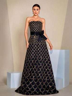 Elegant Off-Shoulder Sequined Cocktail Evening Dress