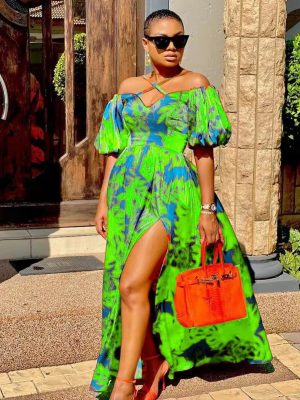 Women’s Floral Print V-Neck Halter Maxi Dress