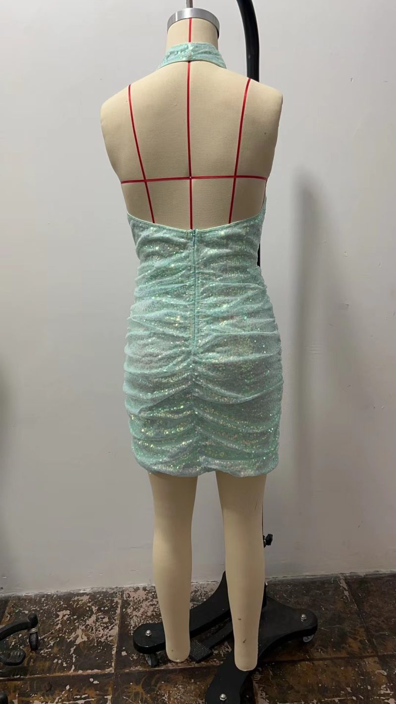 Middle East Halter Sequin Party Evening Dress - Image 4