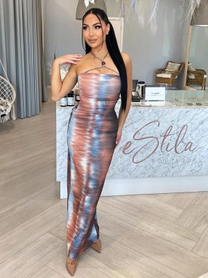 Women’s Spring Halter Backless Printed Fashion Dress