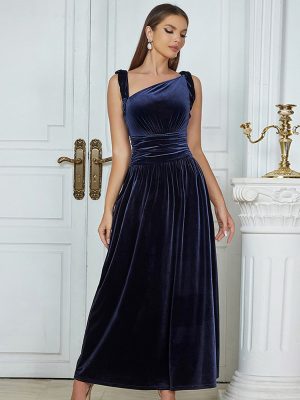 Women’s Velvet Sling Side Slit Sleeveless Dress