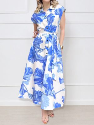 Sleeveless Maxi Dress with Button Cardigan Waist