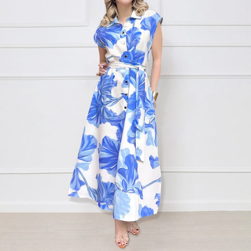 Sleeveless Maxi Dress with Button Cardigan Waist