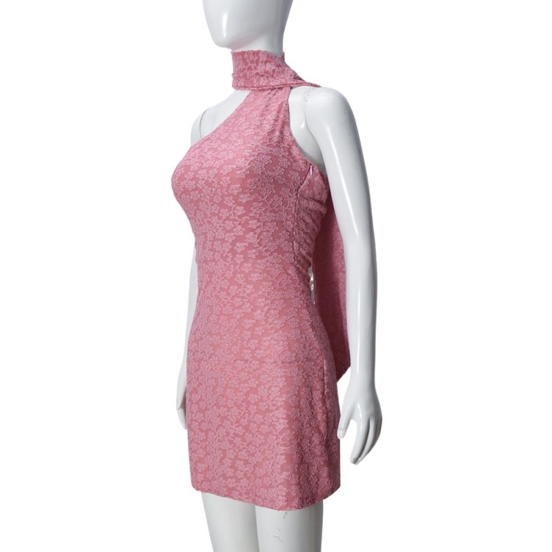 Spring Summer Floral Backless Zipper Halter Dress - Image 3