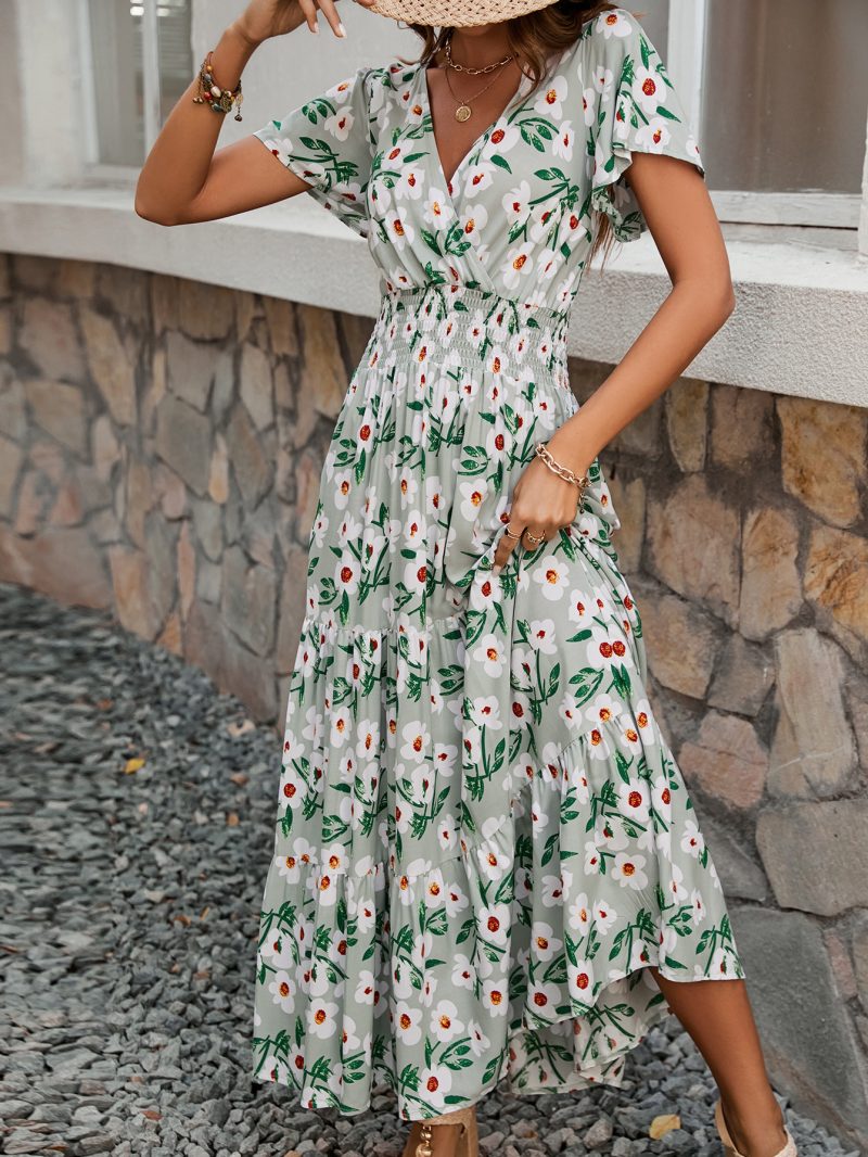 Women’s Waist Controlled V-Neck Rayon Dress - Image 3