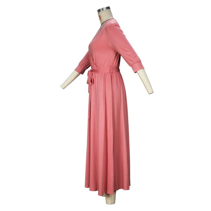 Elegant Women’s V-Neck Solid Color Maxi Dress - Image 2