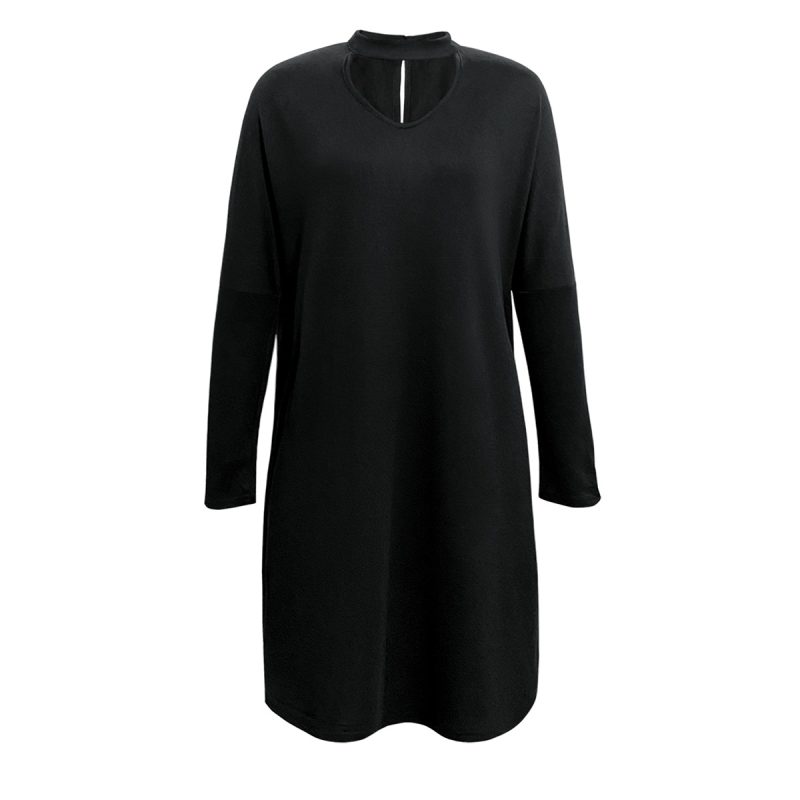 V-Neck Scarf Long Sleeve Loose Knit Dress - Image 3