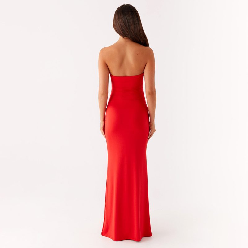 Summer Off Neck Metal Floral Cutout Maxi Dress - Image 4