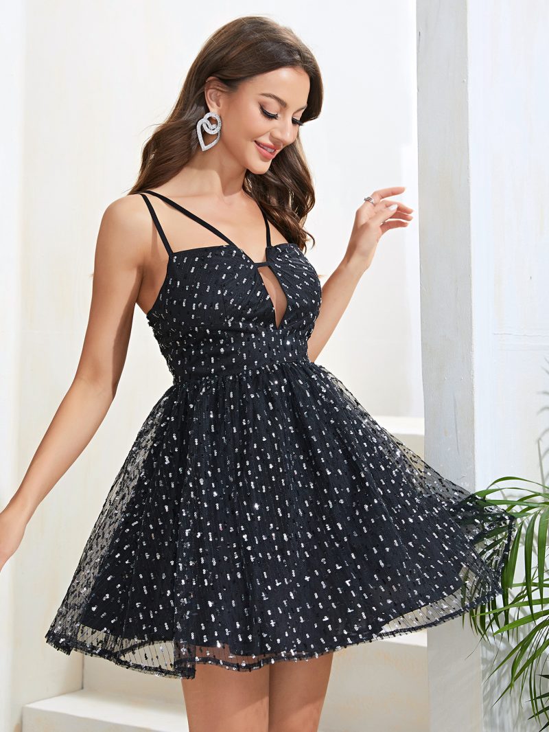 Mesh Spaghetti Strap Summer Tuxedo Dress Women - Image 2