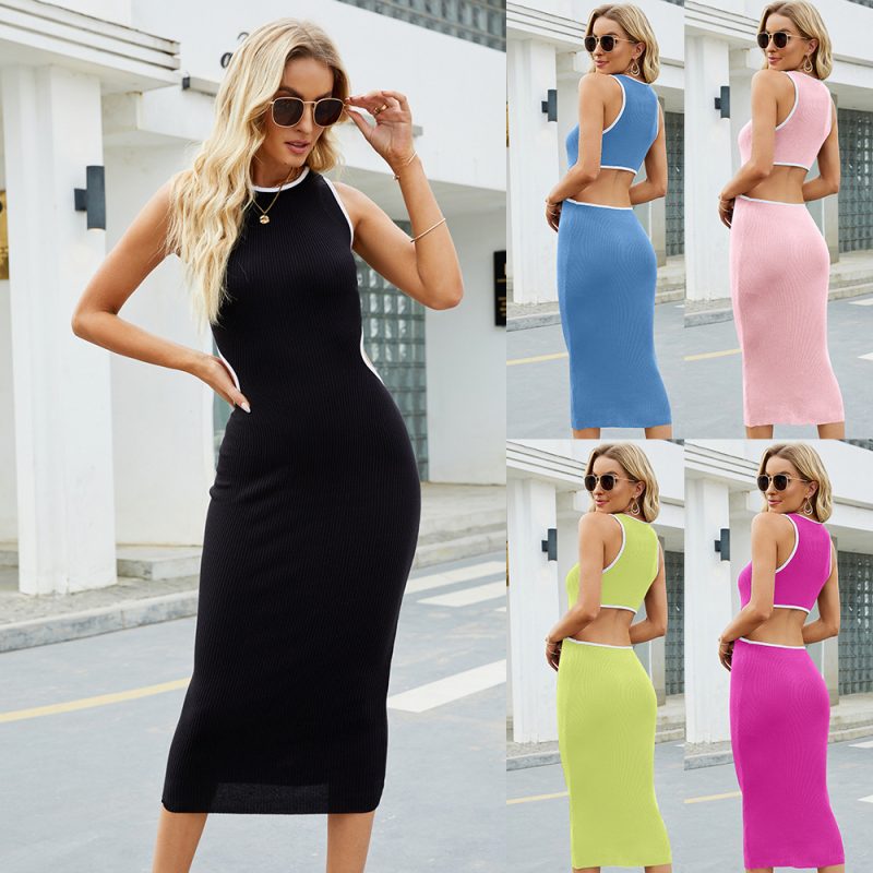 Sleeveless Backless Hollow Out Sheath Dress - Image 3