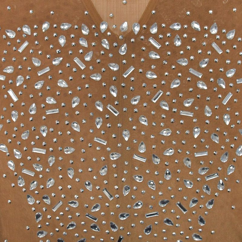 Women’s Solid Color Mesh Rhinestone Dress - Image 4