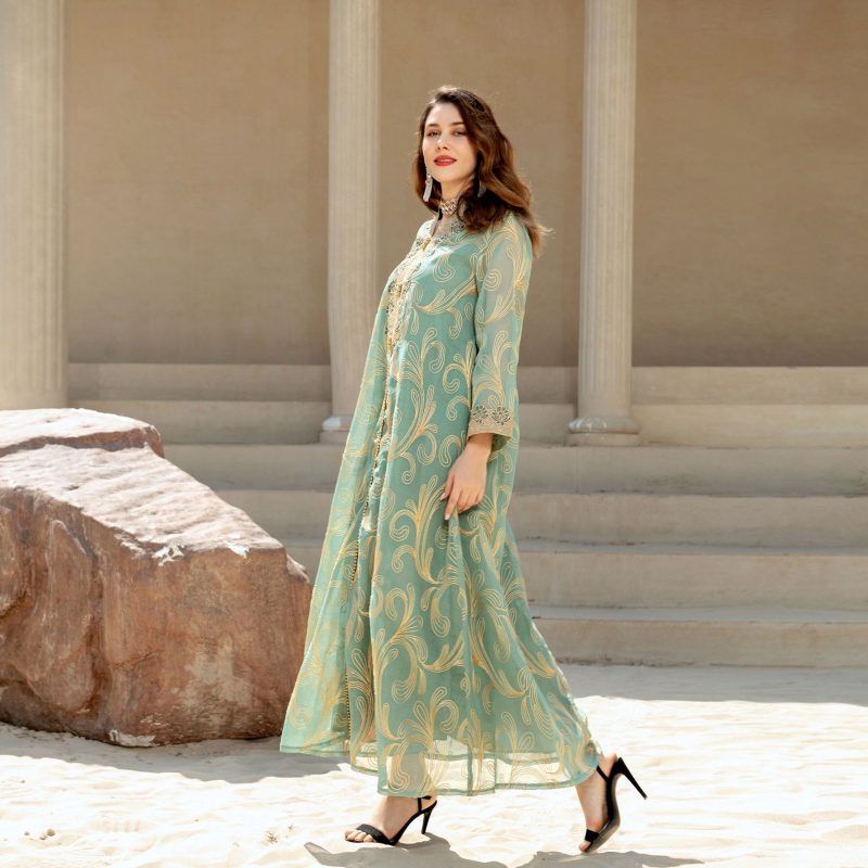 Spring Summer Women’s Long Sleeve Abaya Dress - Image 3