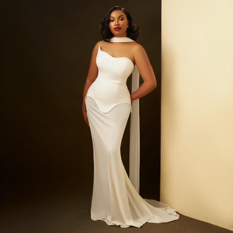 Autumn Winter Black White Bandage Mesh Dress