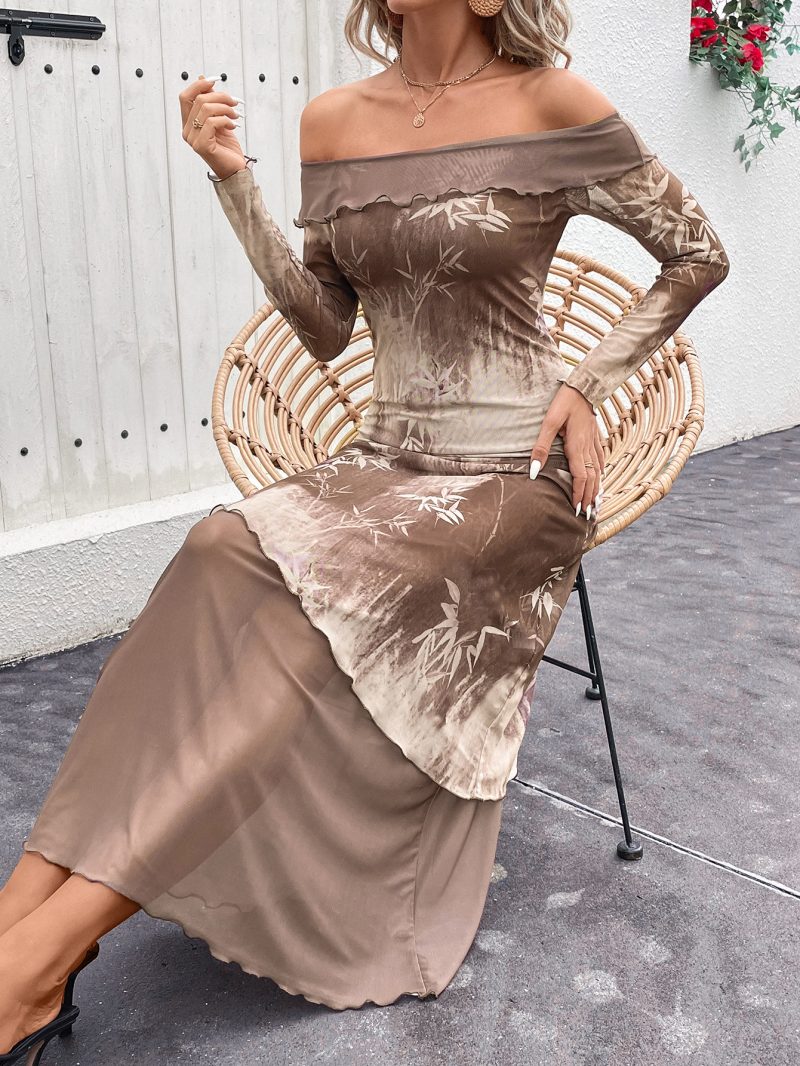 Strapless Mesh Double Layer Printed Women Dress - Image 3