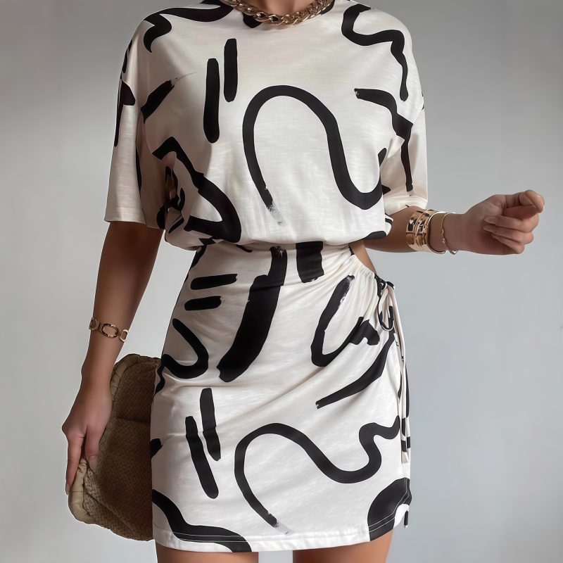 Summer Tie-Dye Pleated Slim Fit Sheath Dress - Image 2