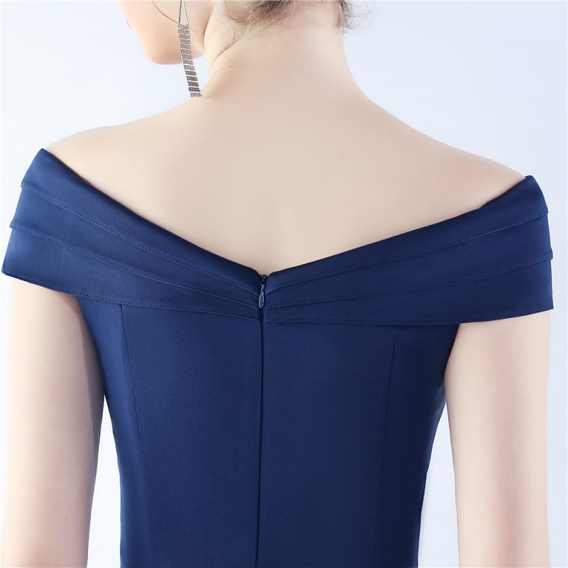 Women’s Satin Off-Shoulder Classic Evening Dress - Image 3