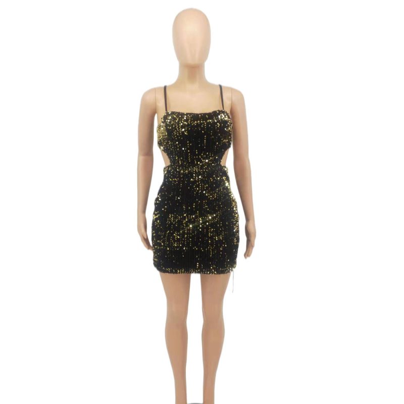 Women’s Autumn Winter Backless Sequin Evening Dress - Image 4