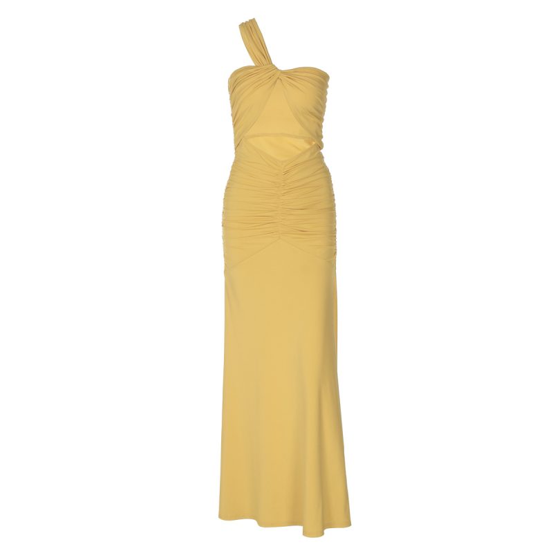 Summer Women’s Solid One-Shoulder Cutout Pleated Dress - Image 4
