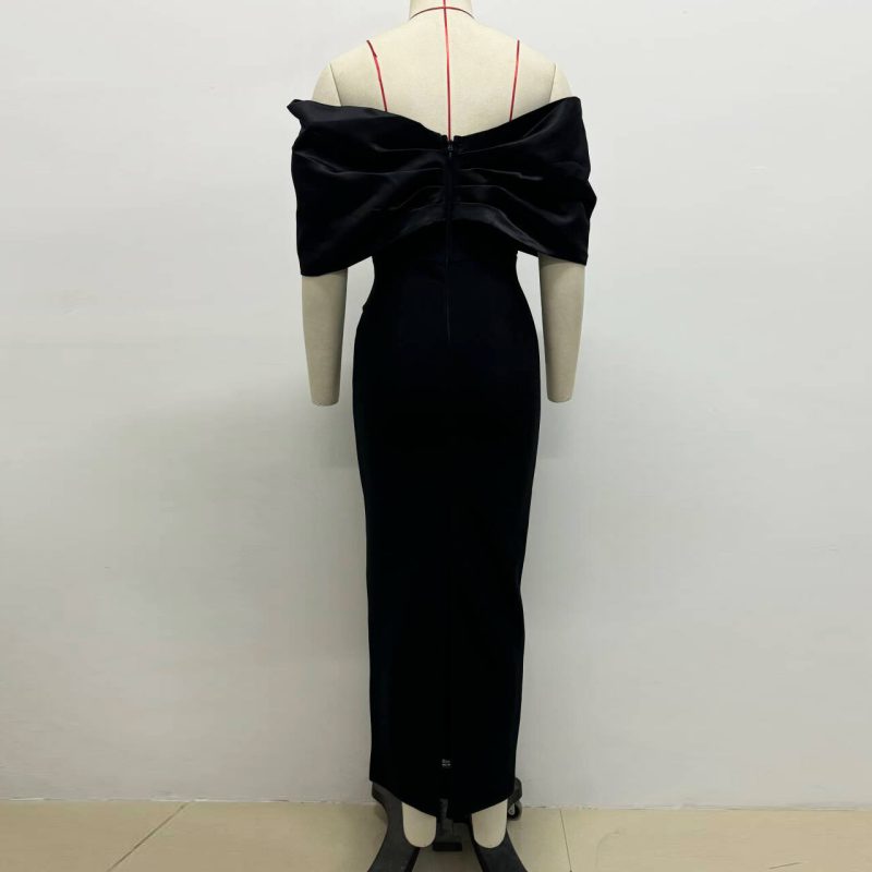 Autumn Bow Rhinestone Off Shoulder Evening Dress - Image 3