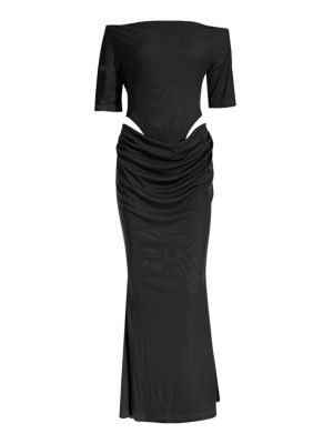 Elegant Off Shoulder Cutout Long Sleeve Sheath Dress