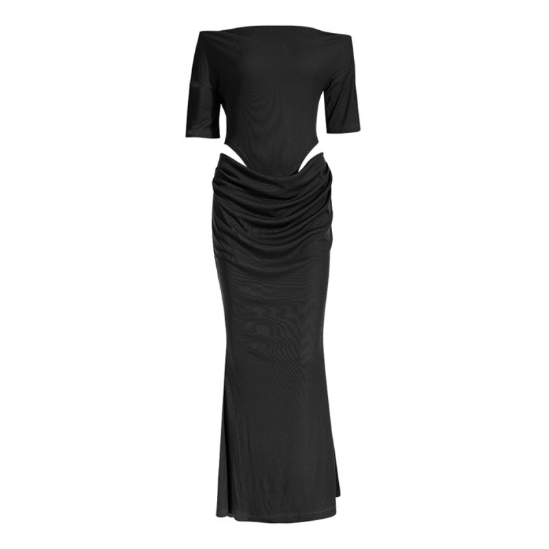 Elegant Off Shoulder Cutout Long Sleeve Sheath Dress