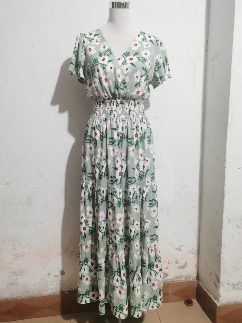 Women’s Waist Controlled V-Neck Rayon Dress - Image 4