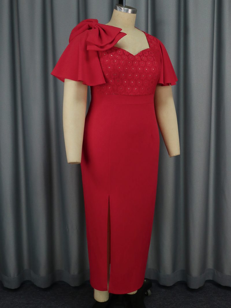 Women’s Ruffled Lace Party Dress with Bow Detail - Image 3
